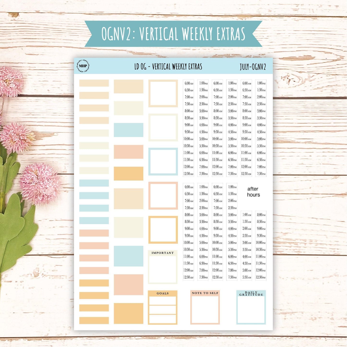 Neutral Color Stickers for Large size Horizontal & Vertical Laurel Denise Planner. (Formerly Original or Standar Size) JULY || OGNJUL