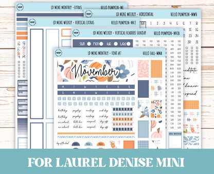 November Stickers for Small Horizontal & Vertical Laurel Denise Planners. (Formerly Mini Planner) "Hello Fall" || MHF