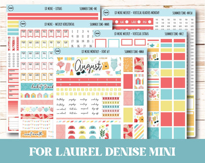 August Stickers for Small Horizontal & Vertical Laurel Denise Planners. (Formerly Mini Planner) "Summer Time" || MST