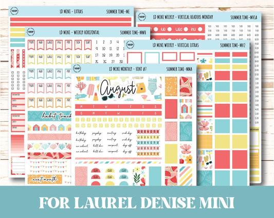 August Stickers for Small Horizontal & Vertical Laurel Denise Planners. (Formerly Mini Planner) "Summer Time" || MST