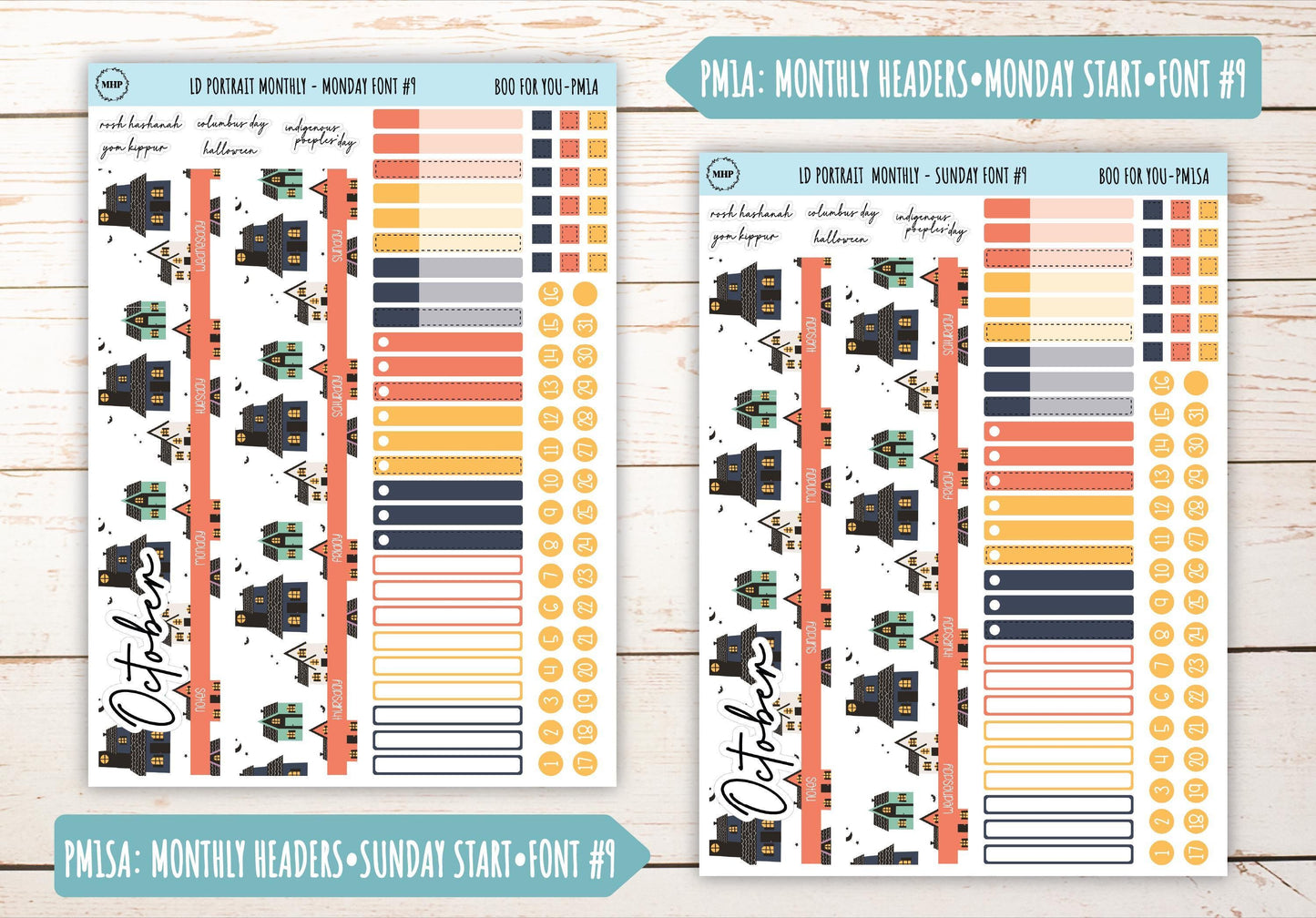 OCTOBER Stickers for The Scout Laurel Denise Planner (formerly Portrait Planner). "Boo to You" || PBY
