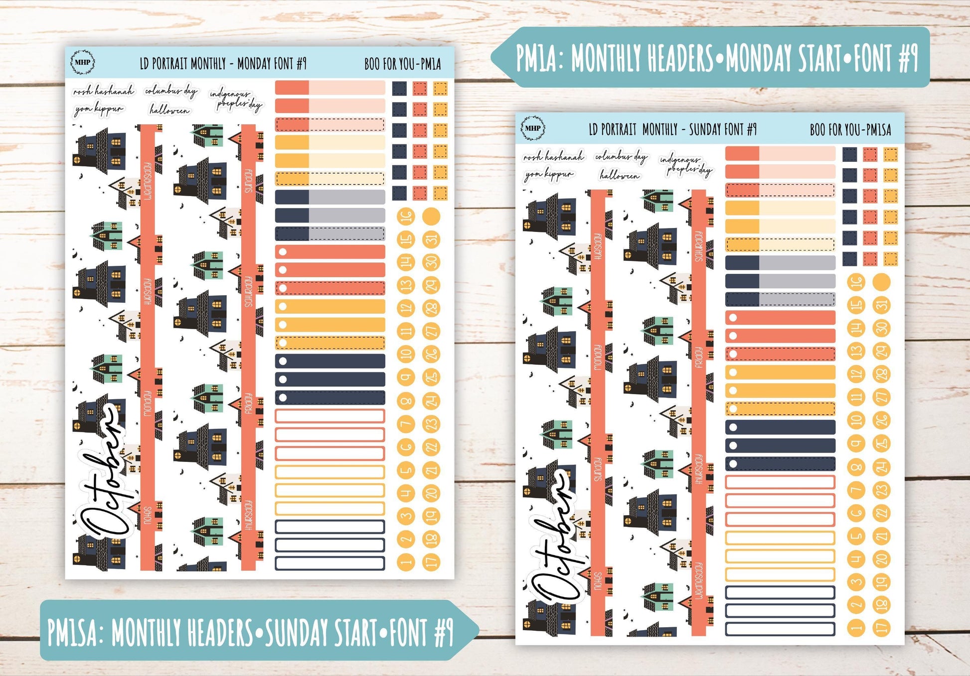 OCTOBER Stickers for The Scout Laurel Denise Planner (formerly Portrait Planner). "Boo to You" || PBY