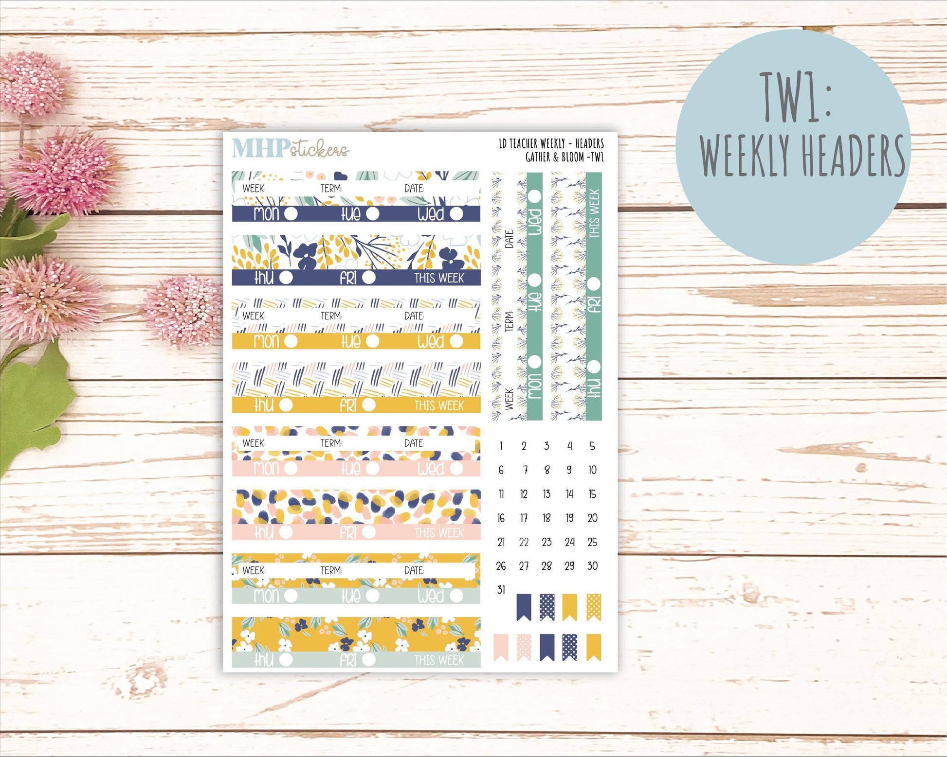 SEPTEMBER Stickers for The Valerie Laurel Denise Planner (Formerly Teacher Planner) "Gather and Bloom" || TC