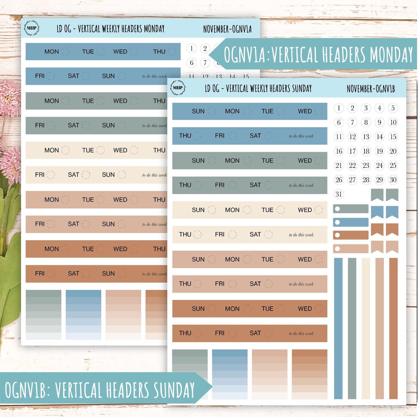 Neutral Color Stickers for Large size Horizontal & Vertical Laurel Denise Planner. (Formerly Original or Standar Size) NOVEMBER || OGNNOV