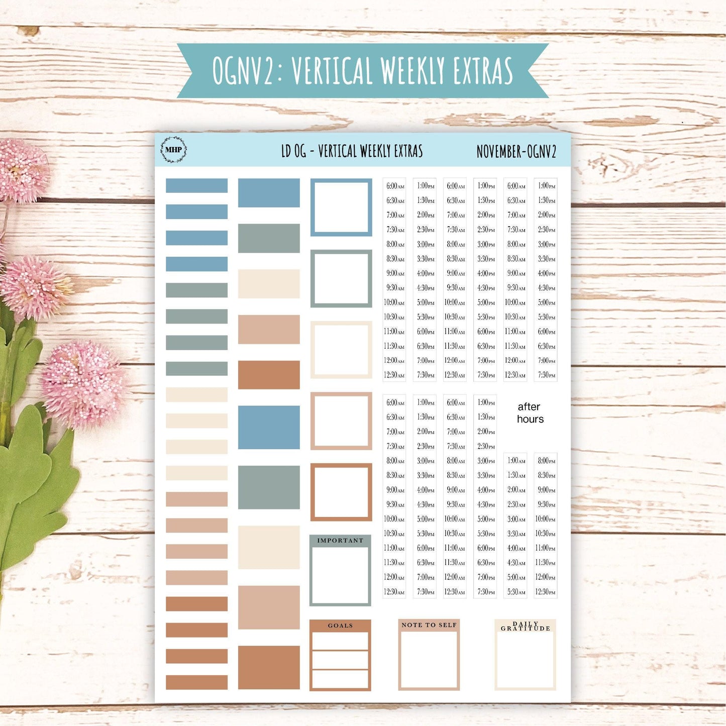 Neutral Color Stickers for Large size Horizontal & Vertical Laurel Denise Planner. (Formerly Original or Standar Size) NOVEMBER || OGNNOV