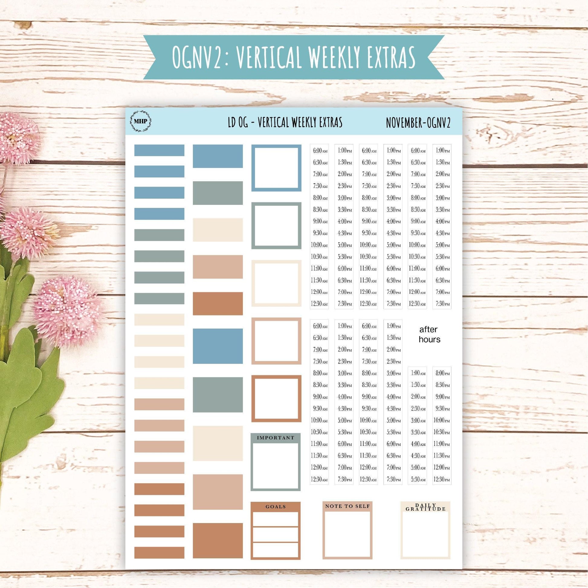 Neutral Color Stickers for Large size Horizontal & Vertical Laurel Denise Planner. (Formerly Original or Standar Size) NOVEMBER || OGNNOV