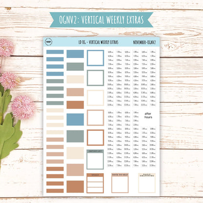 Neutral Color Stickers for Large size Horizontal & Vertical Laurel Denise Planner. (Formerly Original or Standar Size) NOVEMBER || OGNNOV