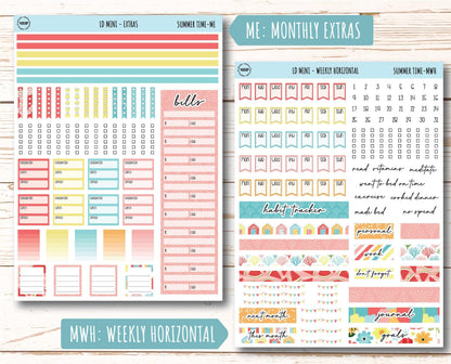 August Stickers for Small Horizontal & Vertical Laurel Denise Planners. (Formerly Mini Planner) "Summer Time" || MST