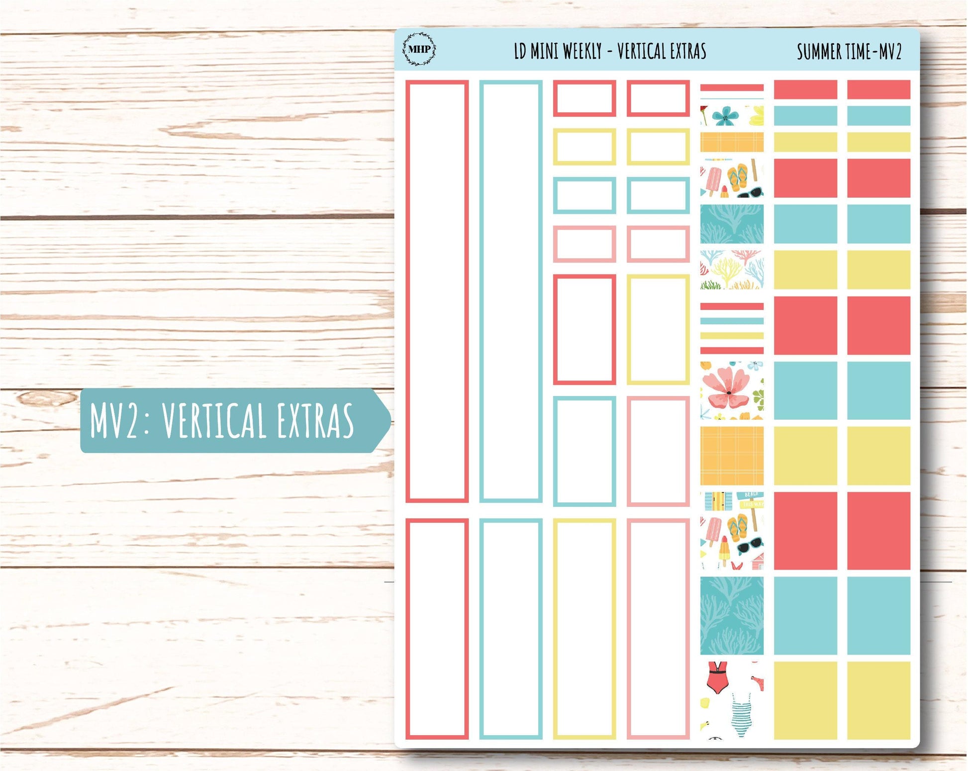 August Stickers for Small Horizontal & Vertical Laurel Denise Planners. (Formerly Mini Planner) "Summer Time" || MST
