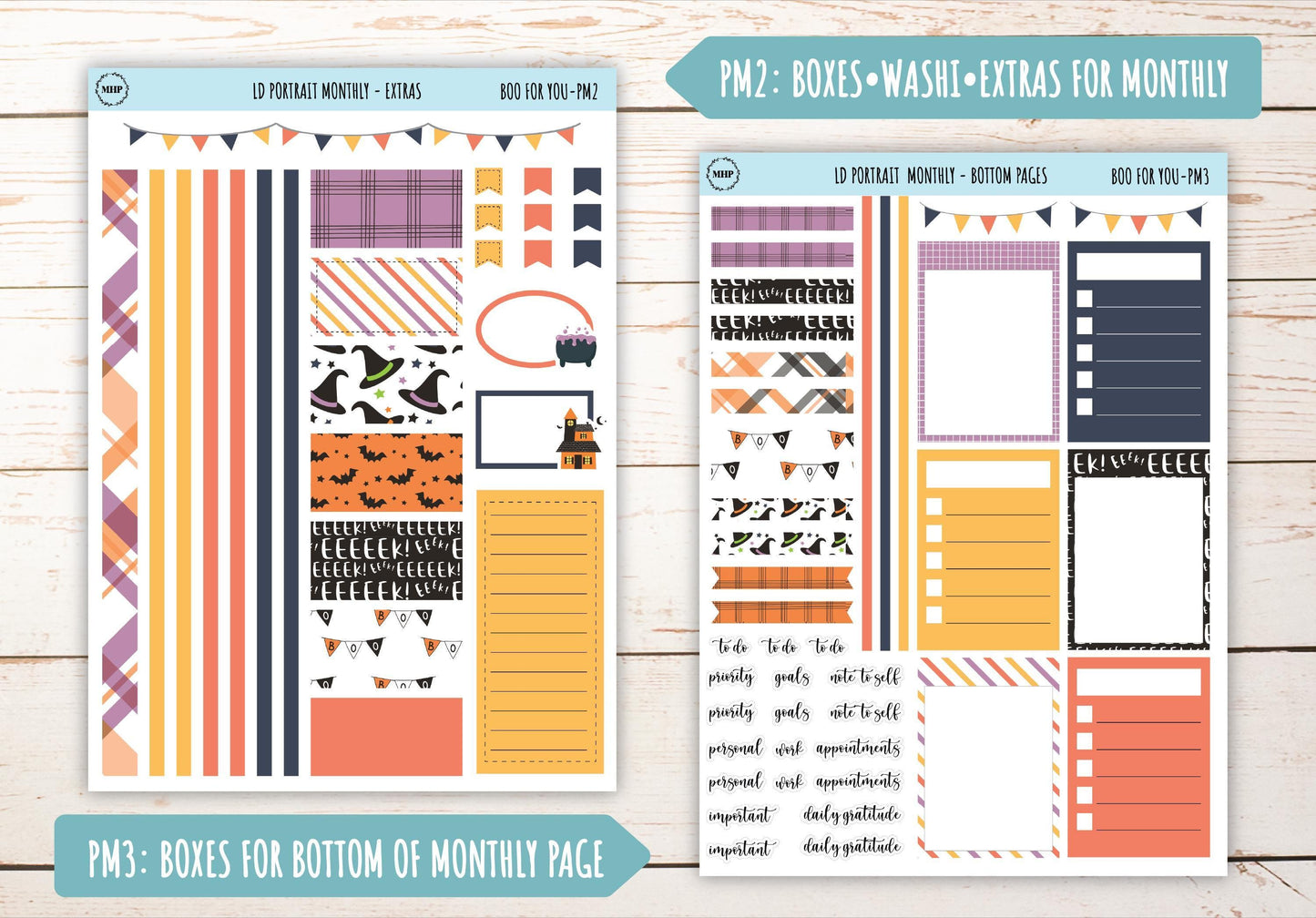 OCTOBER Stickers for The Scout Laurel Denise Planner (formerly Portrait Planner). "Boo to You" || PBY