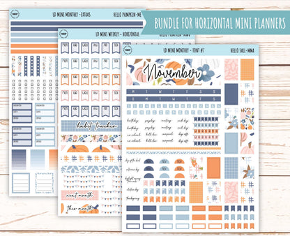 November Stickers for Small Horizontal & Vertical Laurel Denise Planners. (Formerly Mini Planner) "Hello Fall" || MHF
