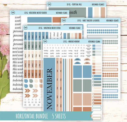 Neutral Color Stickers for Large size Horizontal & Vertical Laurel Denise Planner. (Formerly Original or Standar Size) NOVEMBER || OGNNOV