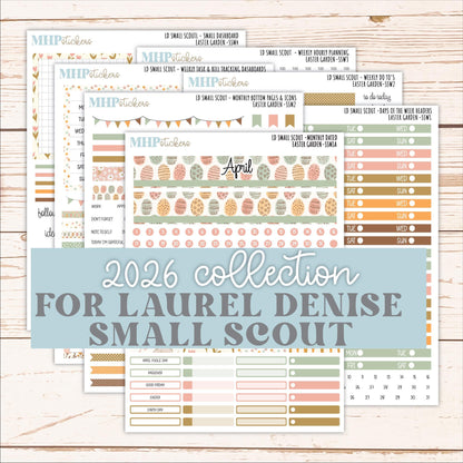 APRIL 2026 Stickers for the Small Scout Planner. For Laurel Denise Planners. "Easter Garden" ||SS