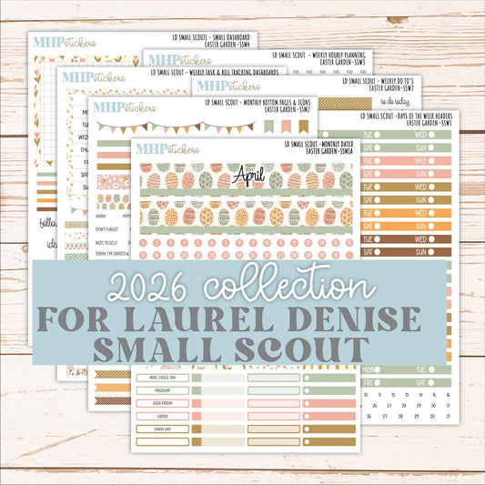 APRIL 2026 Stickers for the Small Scout Planner. For Laurel Denise Planners. "Easter Garden" ||SS