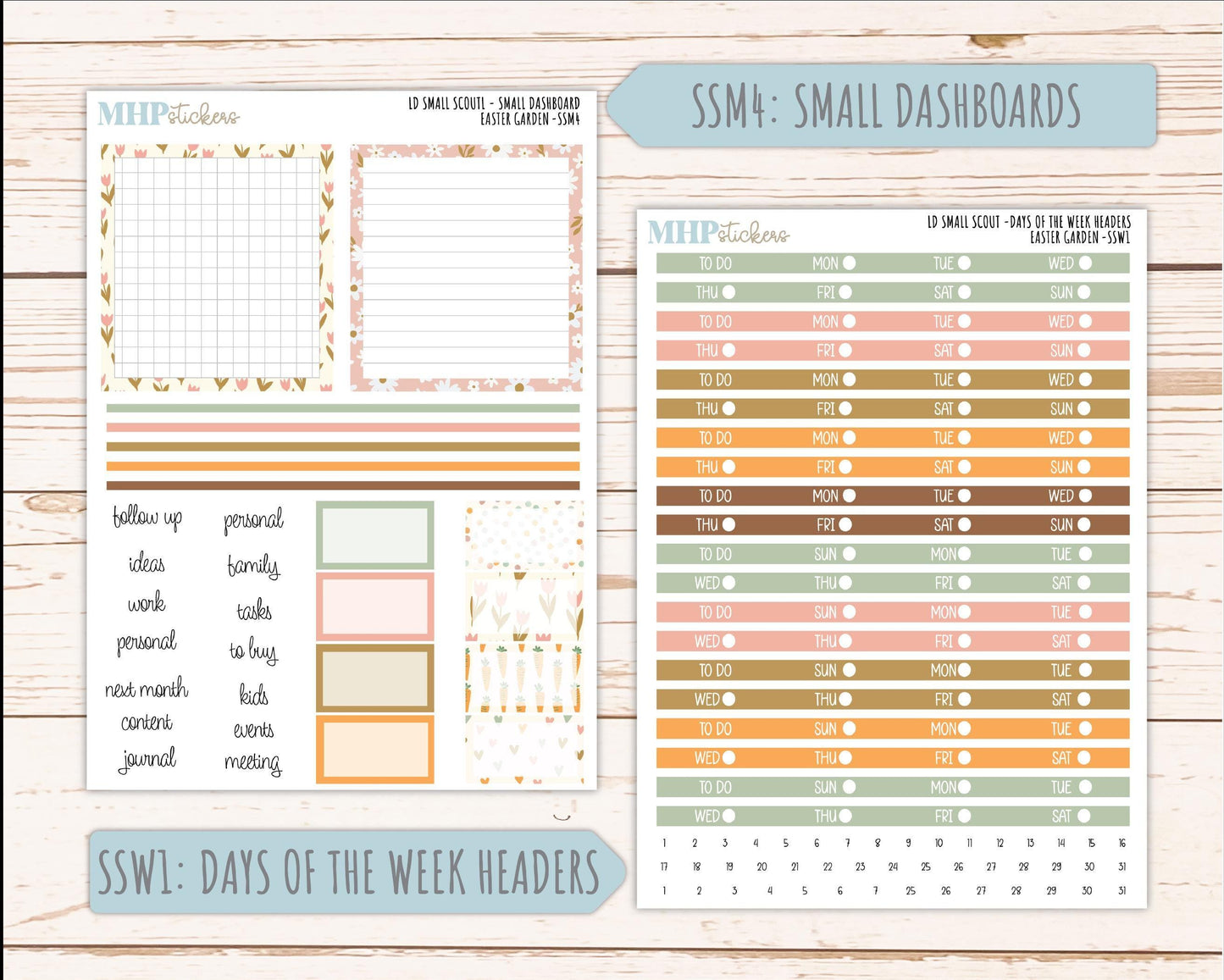 APRIL 2026 Stickers for the Small Scout Planner. For Laurel Denise Planners. "Easter Garden" ||SS