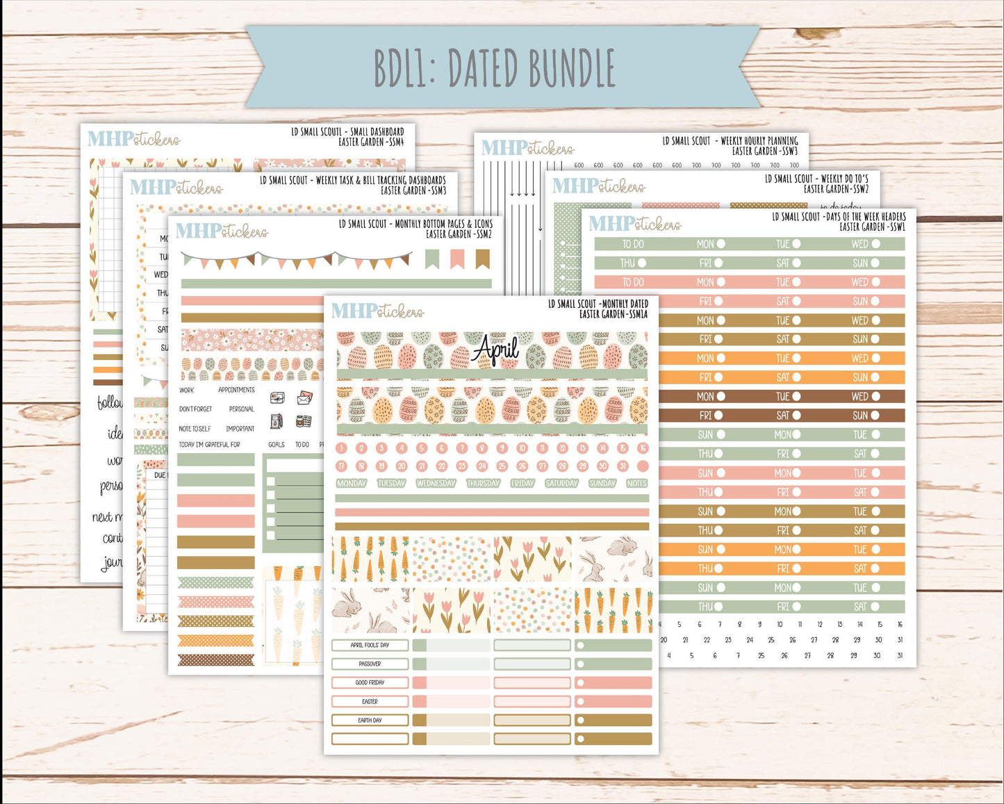 APRIL 2026 Stickers for the Small Scout Planner. For Laurel Denise Planners. "Easter Garden" ||SS