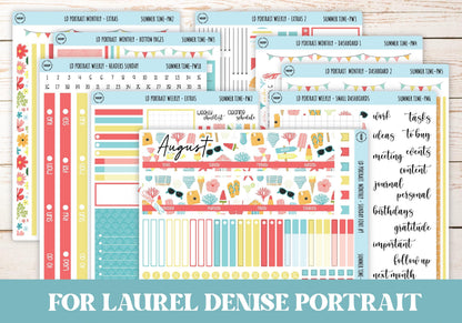 AUGUST Stickers for The Scout Laurel Denise Planner (formerly Portrait Planner). "Summer Time4" || PST