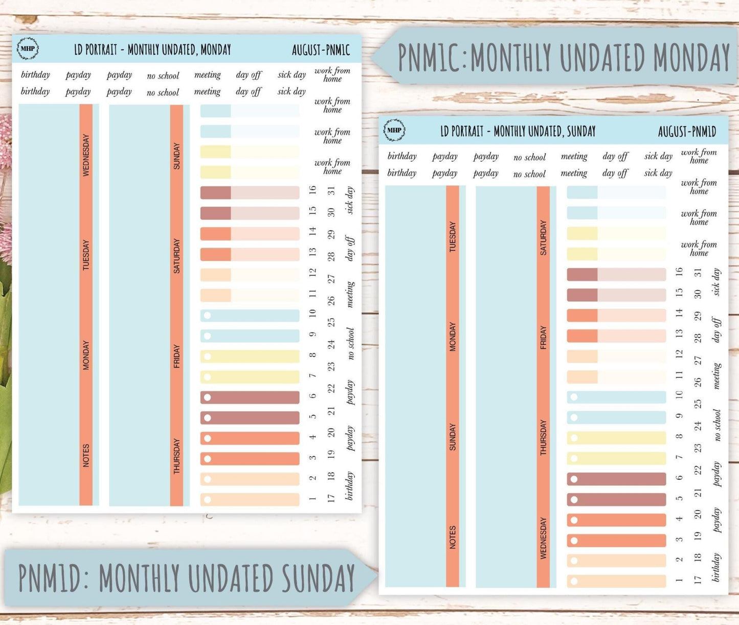 AUGUST Stickers for The Scout Laurel Denise Planner (formerly Portrait Planner). Neutral Color || PN