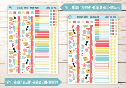 AUGUST Stickers for The Scout Laurel Denise Planner (formerly Portrait Planner). "Summer Time4" || PST