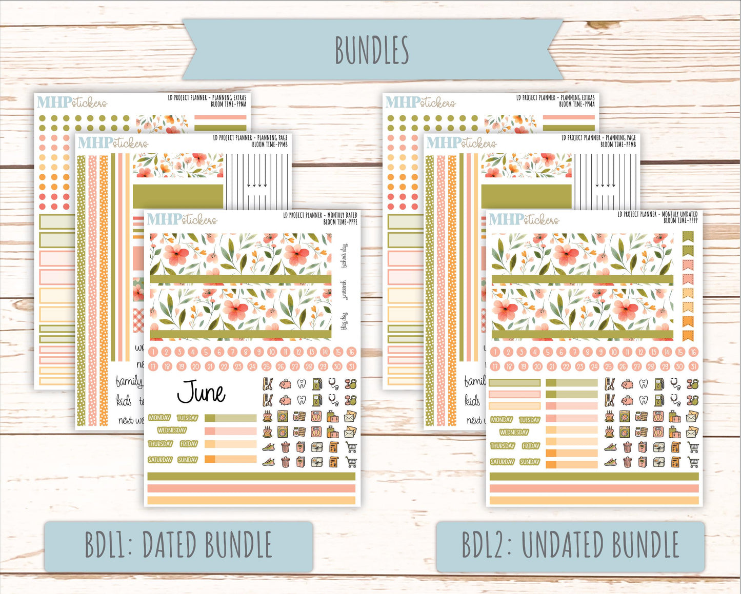 JUNE Stickers for the large Laurel Denise Rose Planner (Formerly Project Planner) "Bloom Time" || PPBT