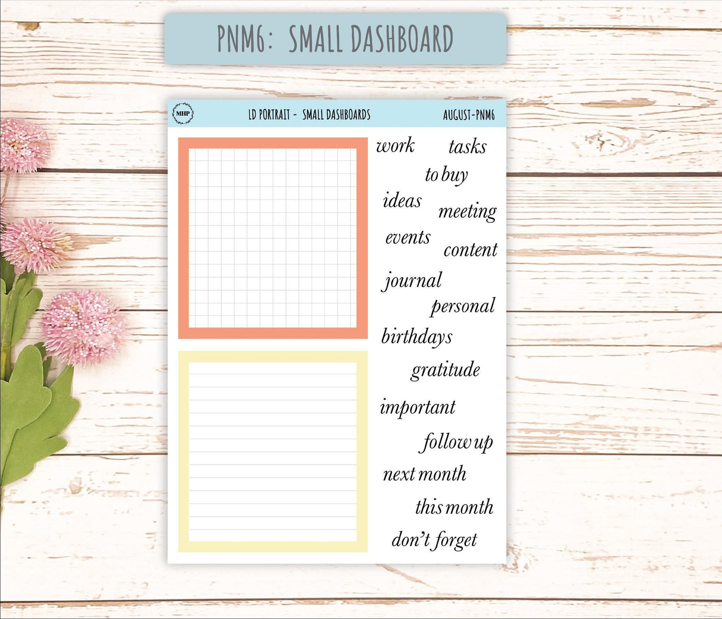 AUGUST Stickers for The Scout Laurel Denise Planner (formerly Portrait Planner). Neutral Color || PN