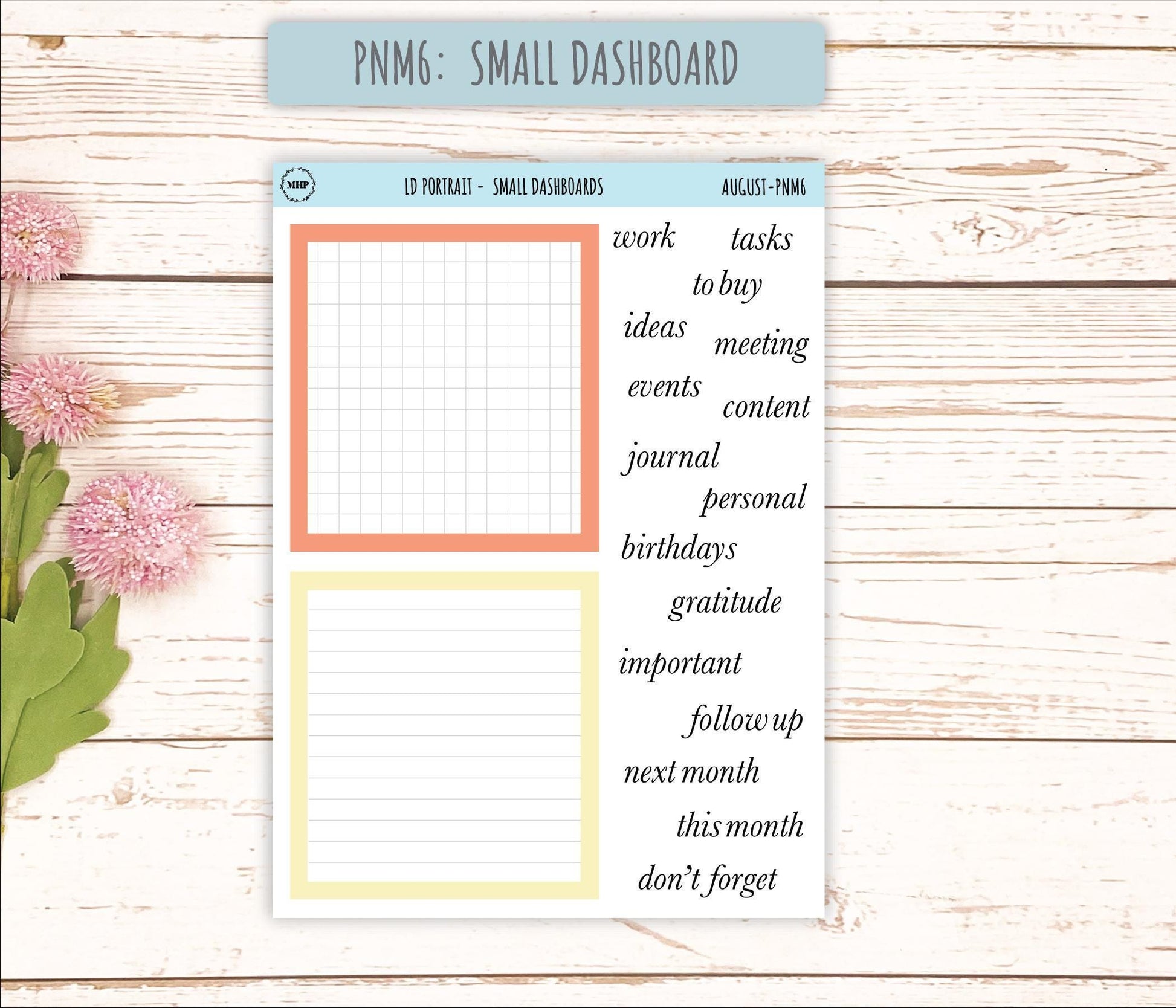AUGUST Stickers for The Scout Laurel Denise Planner (formerly Portrait Planner). Neutral Color || PN