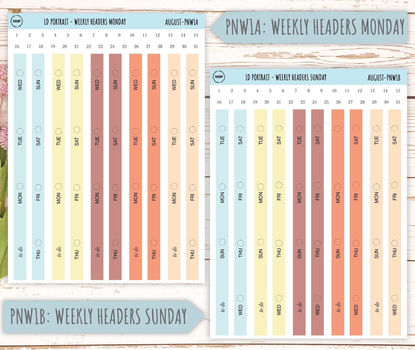 AUGUST Stickers for The Scout Laurel Denise Planner (formerly Portrait Planner). Neutral Color || PN