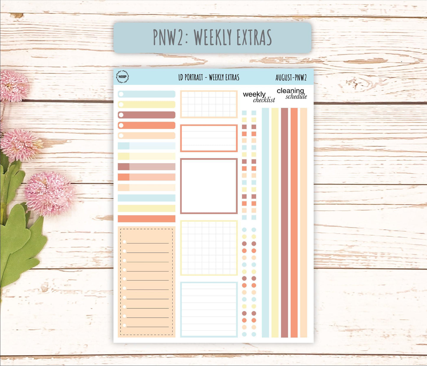 AUGUST Stickers for The Scout Laurel Denise Planner (formerly Portrait Planner). Neutral Color || PN