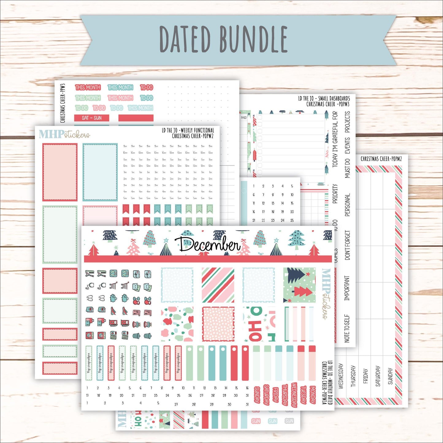 DECEMBER 2025 Stickers for The Jo Laurel Denise Planner (Formerly Pop-Up Planner) "Christmas Cheer" || POP