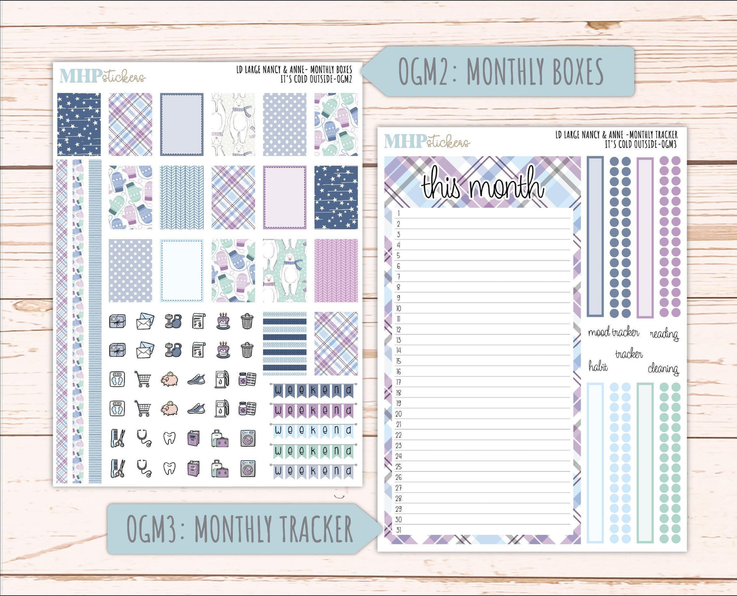JANUARY 2026 Stickers for Large Nancy & Anne Planners (Formerly Original Size). For Laurel Denise Planners. "It's Cold Outside" || OG