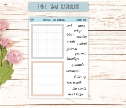 SEPTEMBER Stickers for The Scout Laurel Denise Planner (formerly Portrait Planner). Neutral Color || PN