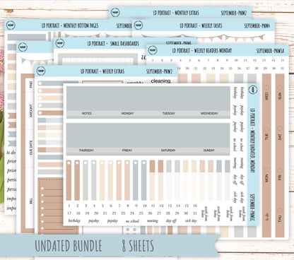 SEPTEMBER Stickers for The Scout Laurel Denise Planner (formerly Portrait Planner). Neutral Color || PN