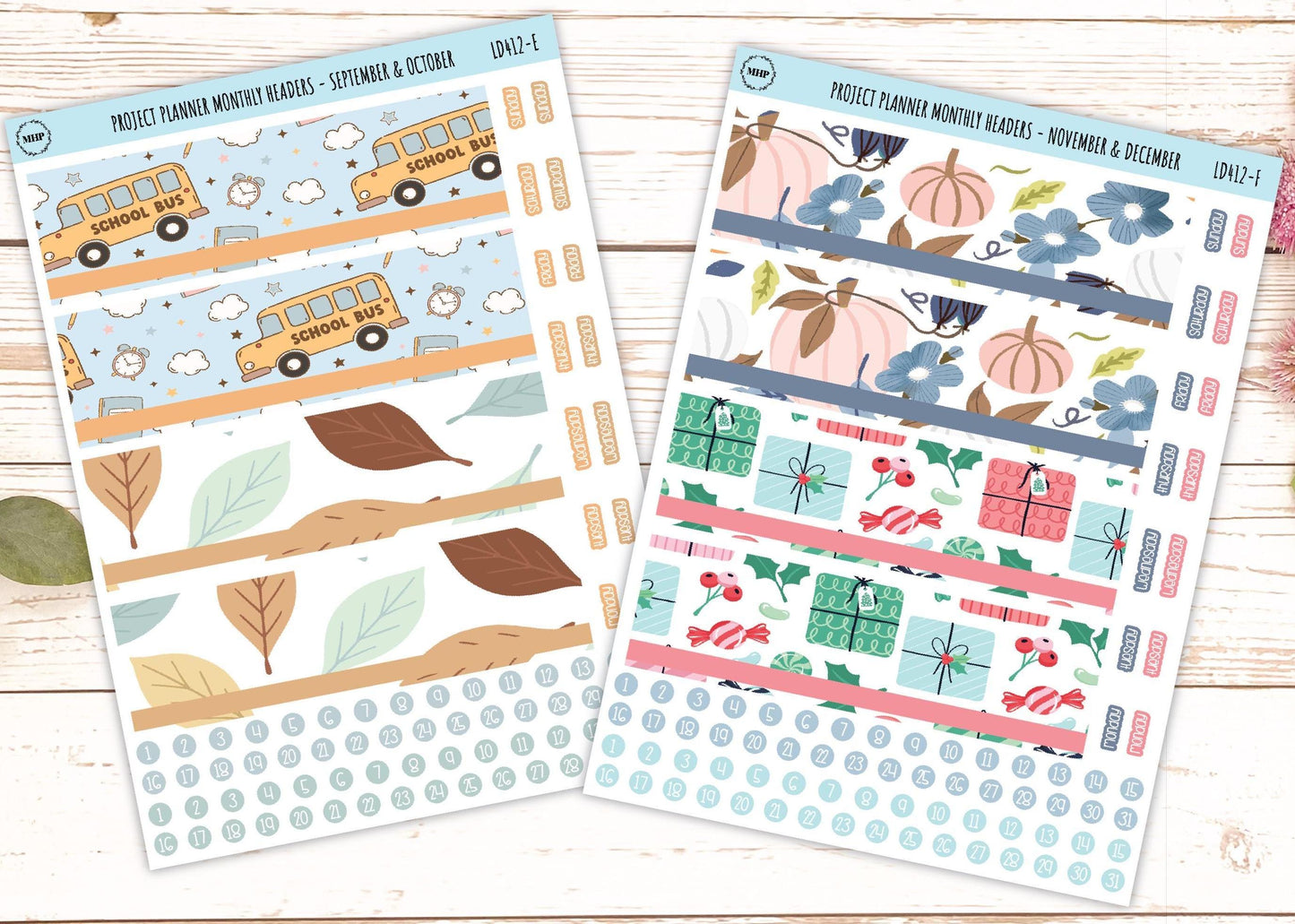 Monthly Headers Set for Laurel Denise The Rose Large Laurel Denise Planner (Formerly Project Planner) || LD412