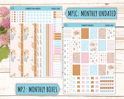August Stickers for Large size Horizontal & Vertical Laurel Denise Planner. (Formerly Original or Standar Size) "Seashells" || MPSSH