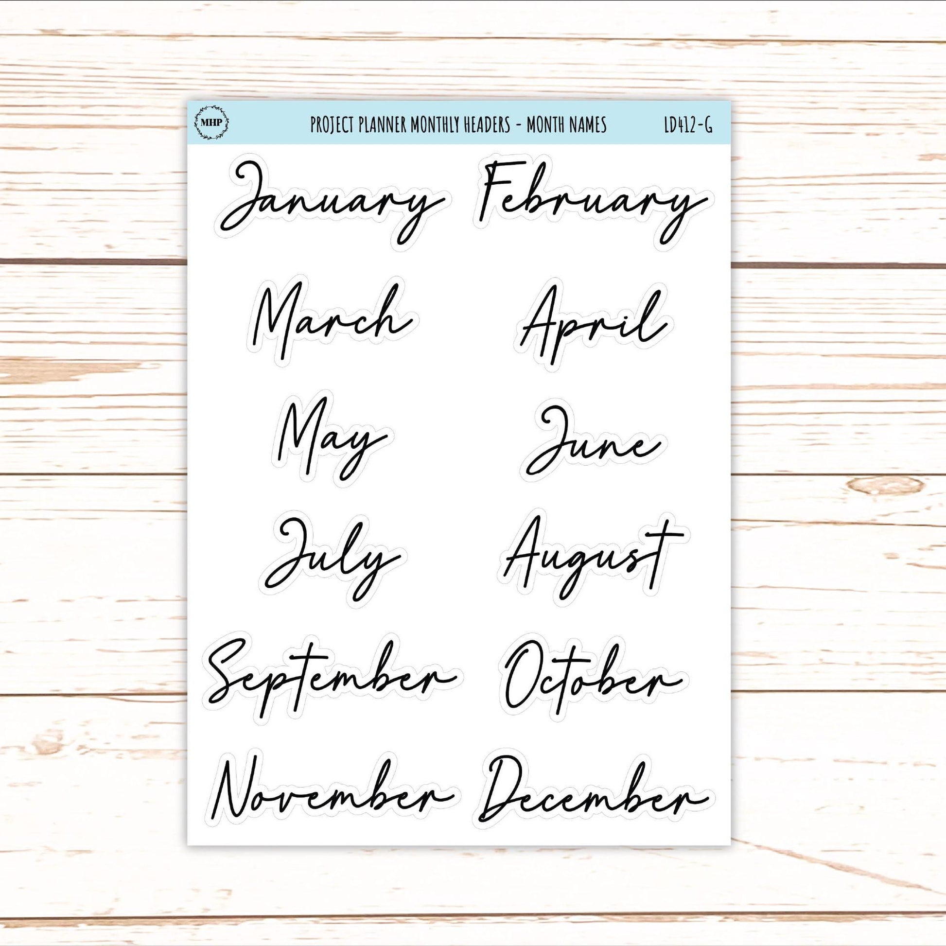 Monthly Headers Set for Laurel Denise The Rose Large Laurel Denise Planner (Formerly Project Planner) || LD412
