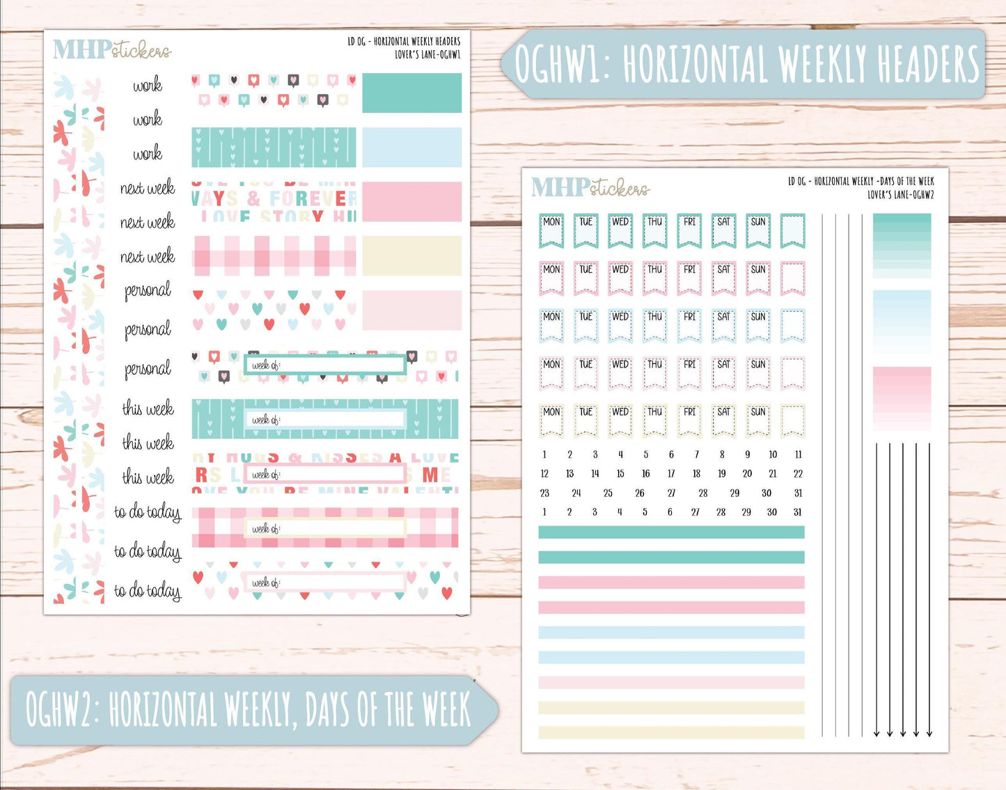 FEBRUARY 2025 Stickers for Large size Horizontal & Vertical Laurel Denise Planners. (Formerly Original Size) "Lover's Lane" || OGLL