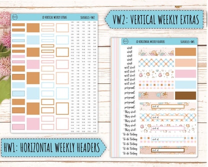 August Stickers for Large size Horizontal & Vertical Laurel Denise Planner. (Formerly Original or Standar Size) "Seashells" || MPSSH
