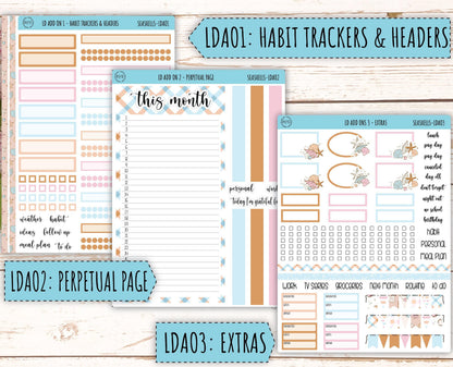 August Stickers for Large size Horizontal & Vertical Laurel Denise Planner. (Formerly Original or Standar Size) "Seashells" || MPSSH