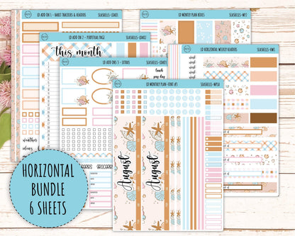 August Stickers for Large size Horizontal & Vertical Laurel Denise Planner. (Formerly Original or Standar Size) "Seashells" || MPSSH