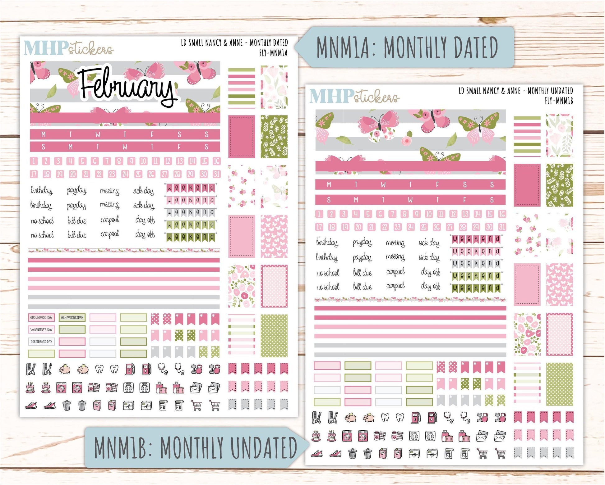FEBRUARY 20265 Stickers for Small Nancy & Anne Laurel Denise Planners. (Formerly Mini Planner) "Fly" || MN