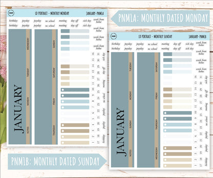 JANUARY Stickers for The Scout Laurel Denise Planner (formerly Portrait Planner). Neutral Color || PN-JAN