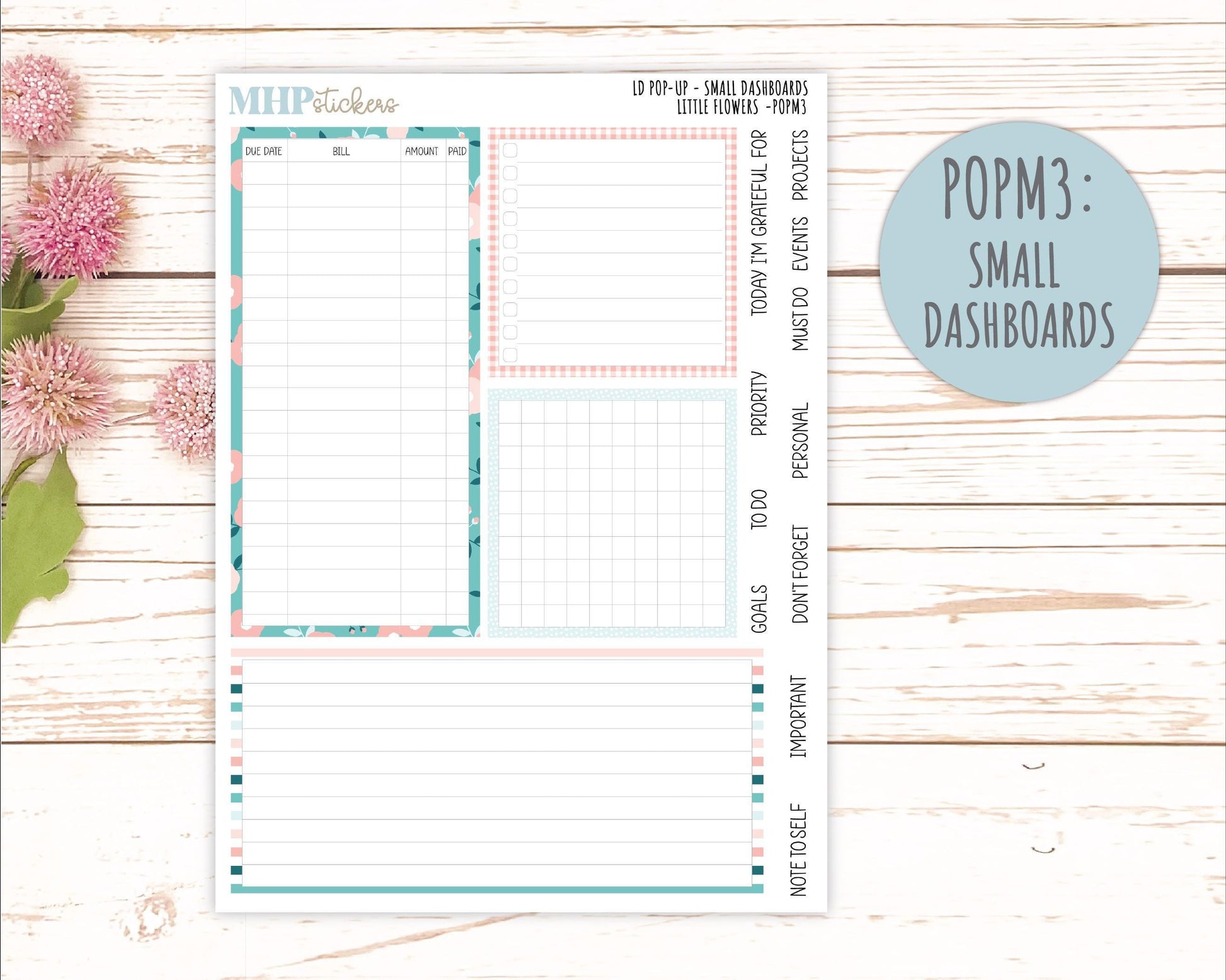 May 2025 Stickers for The Jo Laurel Denise Planner (Formerly Pop-Up Planner) "Little Flowers" || POPLF