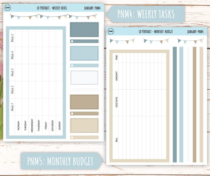 JANUARY Stickers for The Scout Laurel Denise Planner (formerly Portrait Planner). Neutral Color || PN-JAN