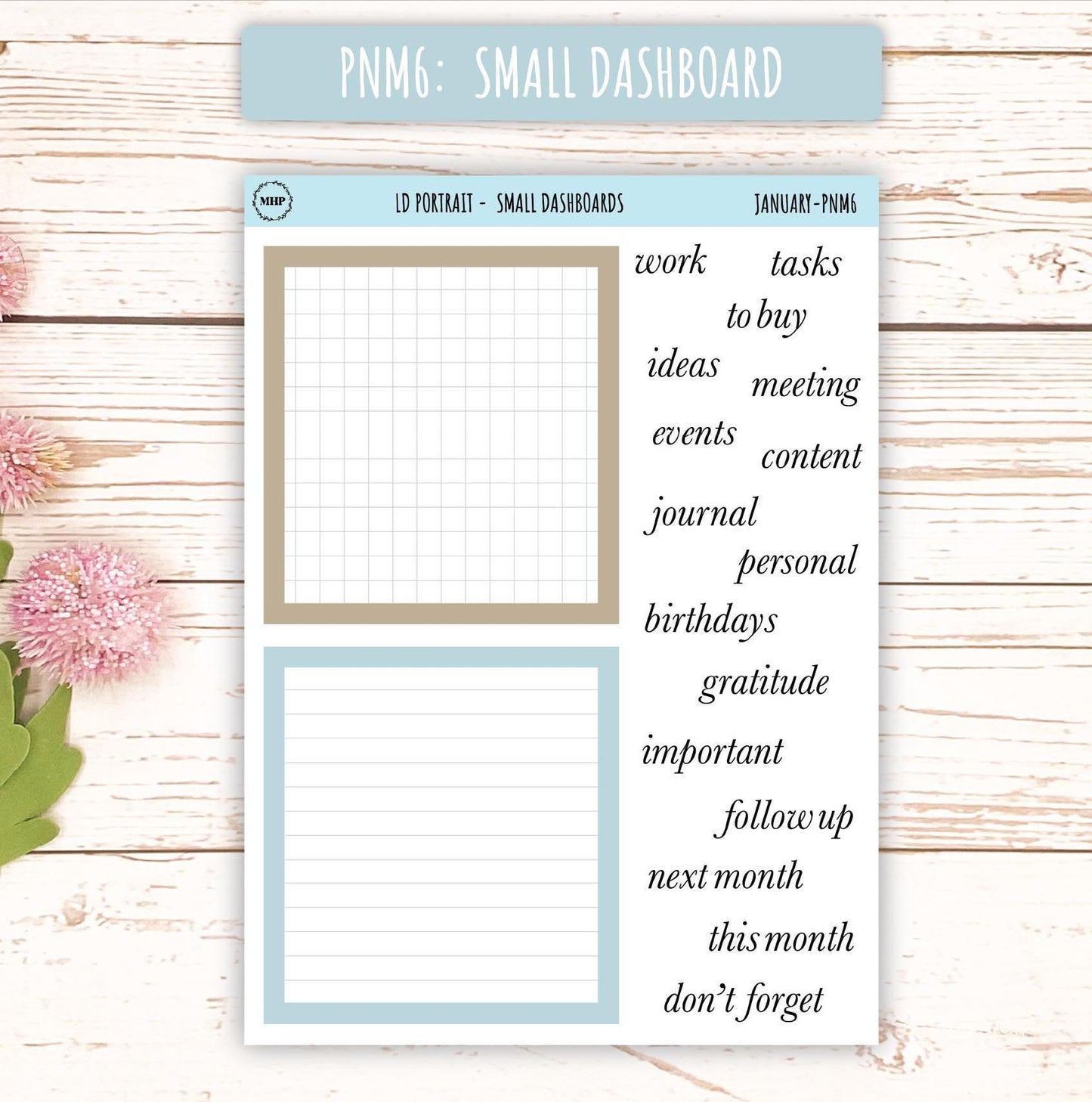 JANUARY Stickers for The Scout Laurel Denise Planner (formerly Portrait Planner). Neutral Color || PN-JAN