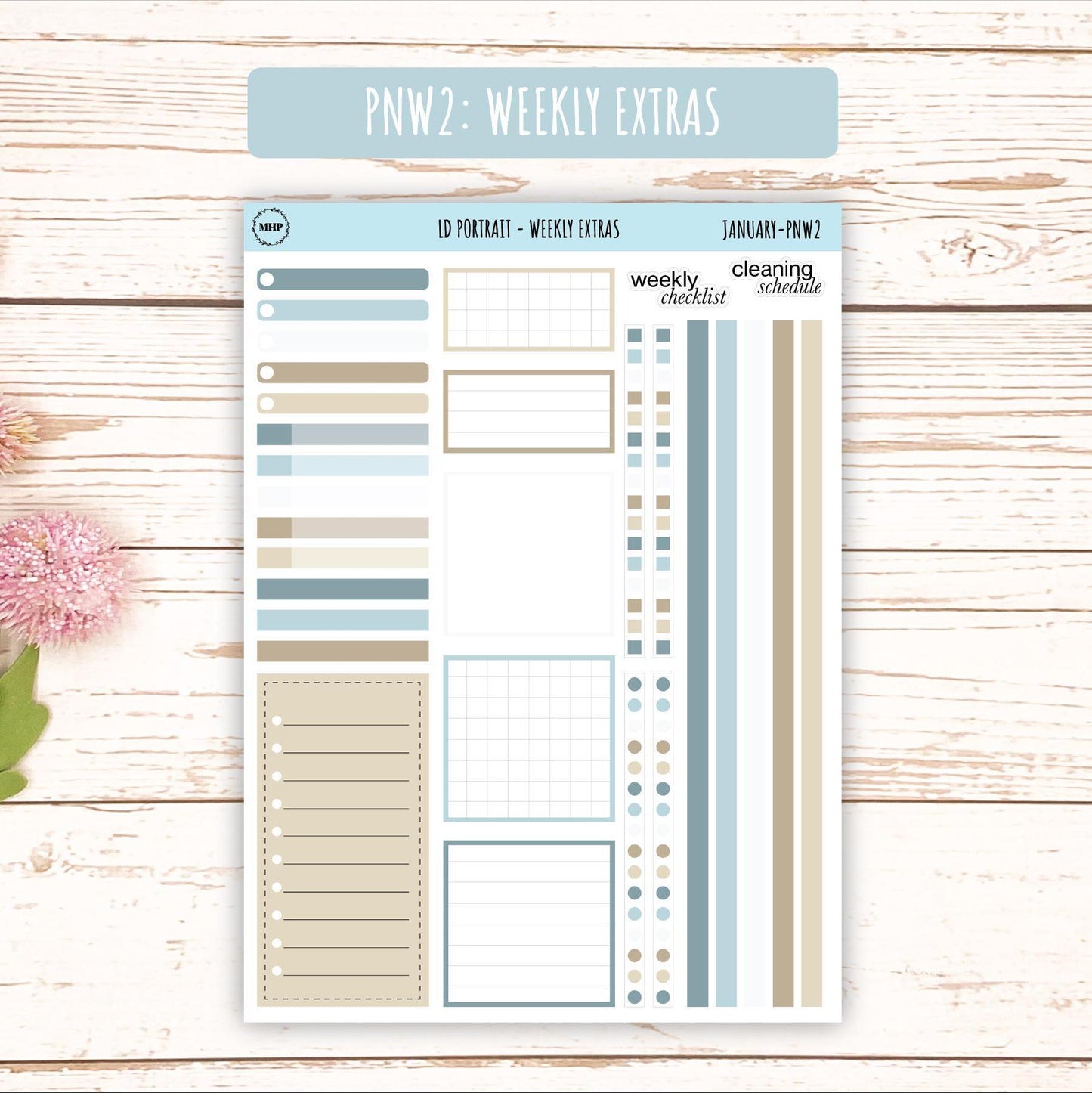 JANUARY Stickers for The Scout Laurel Denise Planner (formerly Portrait Planner). Neutral Color || PN-JAN