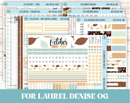 OCTOBER Stickers for Large size Horizontal & Vertical Laurel Denise Planner. (Formerly Original or Standar Size) "Nuts for Fall" || OGNF