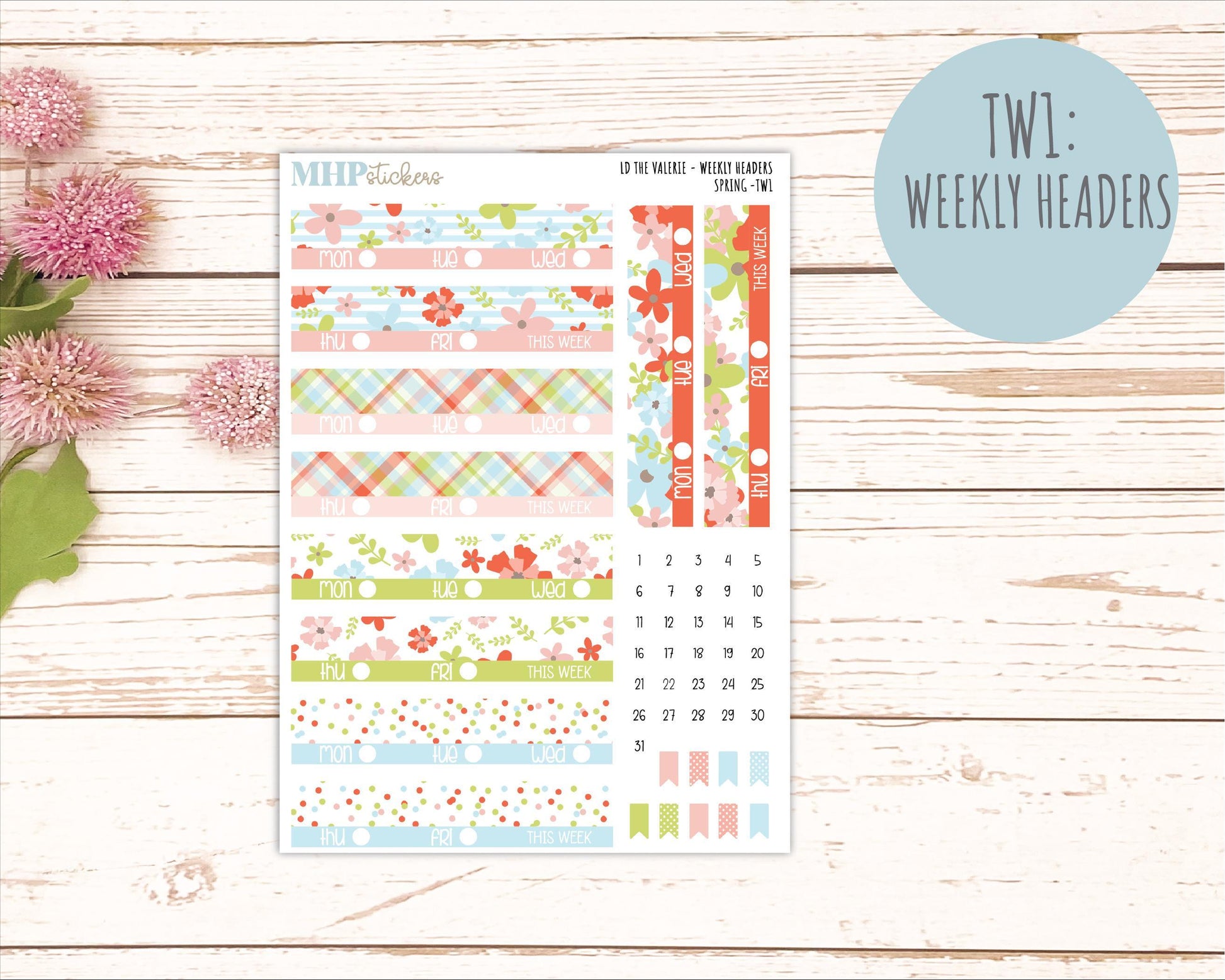 MARCH Stickers for The Valerie Laurel Denise Planner (Formerly Teacher Planner) "Spring" || TC