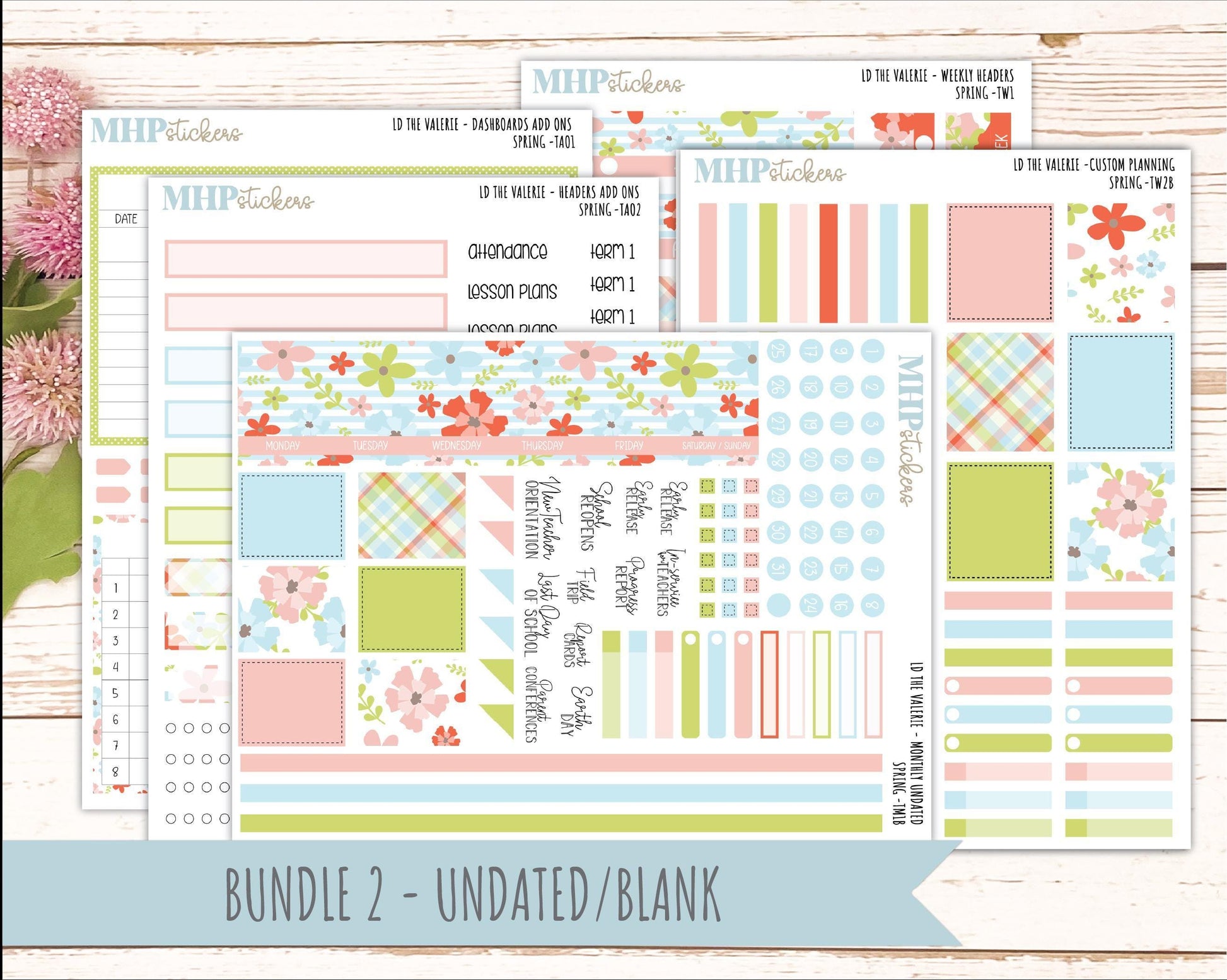 MARCH Stickers for The Valerie Laurel Denise Planner (Formerly Teacher Planner) "Spring" || TC