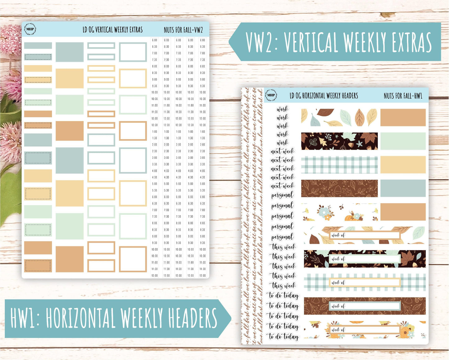 OCTOBER Stickers for Large size Horizontal & Vertical Laurel Denise Planner. (Formerly Original or Standar Size) "Nuts for Fall" || OGNF