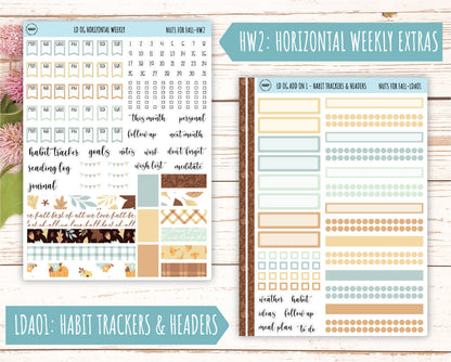 OCTOBER Stickers for Large size Horizontal & Vertical Laurel Denise Planner. (Formerly Original or Standar Size) "Nuts for Fall" || OGNF